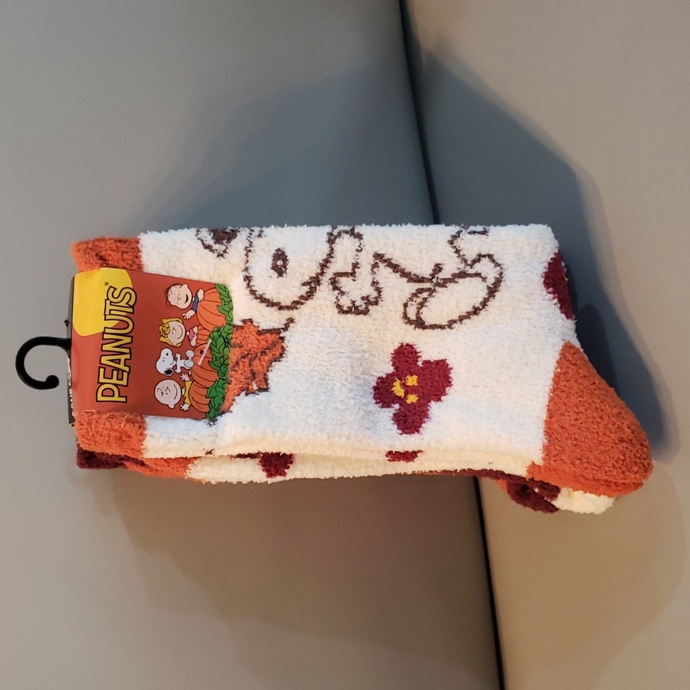 Peanuts Fall fuzzy crew socks 3 PK NWT